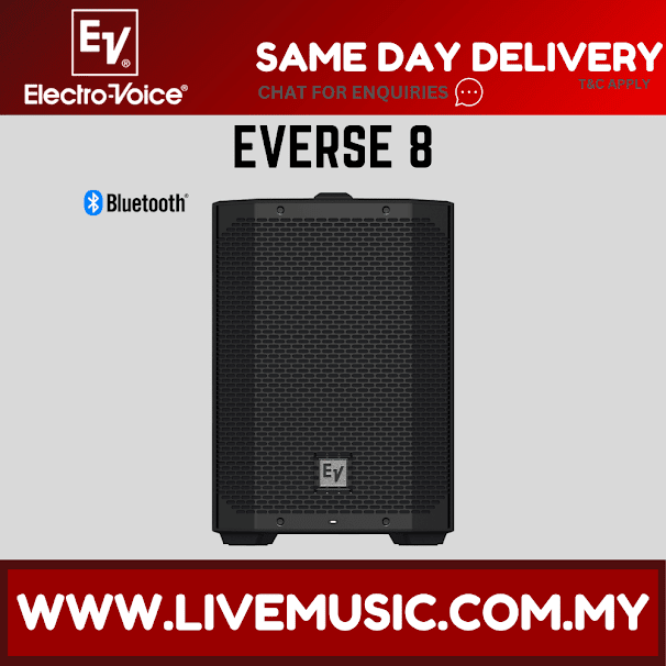 EV Electro-Voice EVERSE8-BK 2-way Weatherized battery powered speaker with Bluetooth - Black ( EVERSE 8 / EVERSE8 )