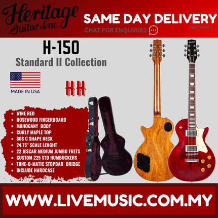 Heritage Standard II Collection H-150 Electric Guitar with Case, Wine Red ( H150 / H 150 )