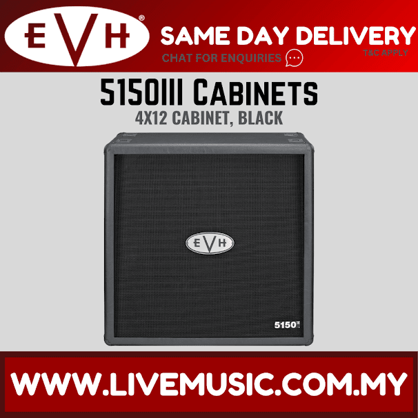 EVH 5150III 4x12 Straight Guitar Amplifier Extension Cabinet - Black/Ivory