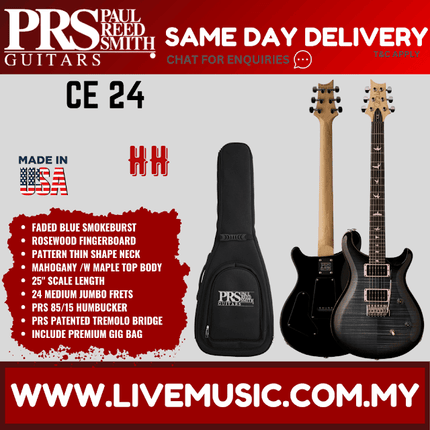 PRS CE24 Electric Guitar with Bag - Faded Blue Smokeburst ( CE-24 )