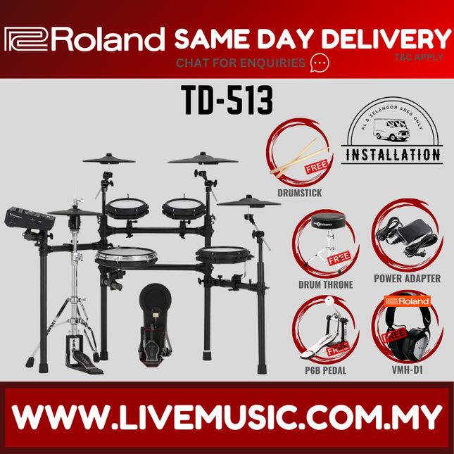 Roland TD-513 Electronic Digital Drum Set w/Accessories ( TD513 TD 513 ) Replace TD 25K TD-25K