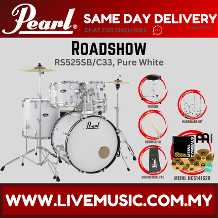 Pearl Roadshow RS525SB/C Drum Set with Meinl HCS141620 Cymbal set, Drum Throne