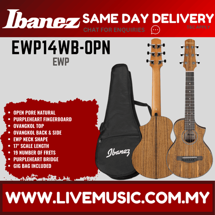 Ibanez EWP14WB-OPN Acoustic Piccolo Guitar - Open Pore Natural ( EWP14WB OPN / EWP14WBOPN )