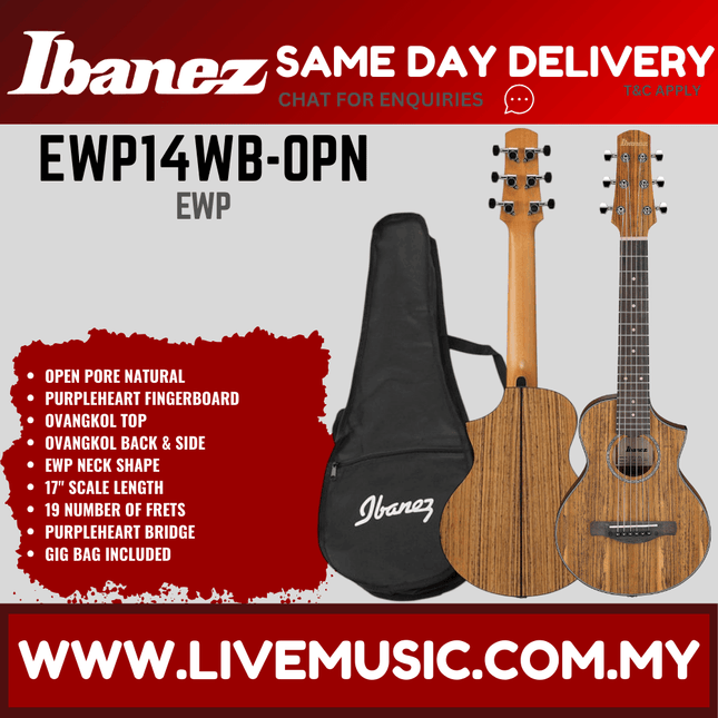 Ibanez EWP14WB-OPN Acoustic Piccolo Guitar - Open Pore Natural ( EWP14WB OPN / EWP14WBOPN )