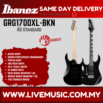 Ibanez GIO GRG170DX Left Handed - Black Night (GRG170DXL-BKN/GRG170DXL)