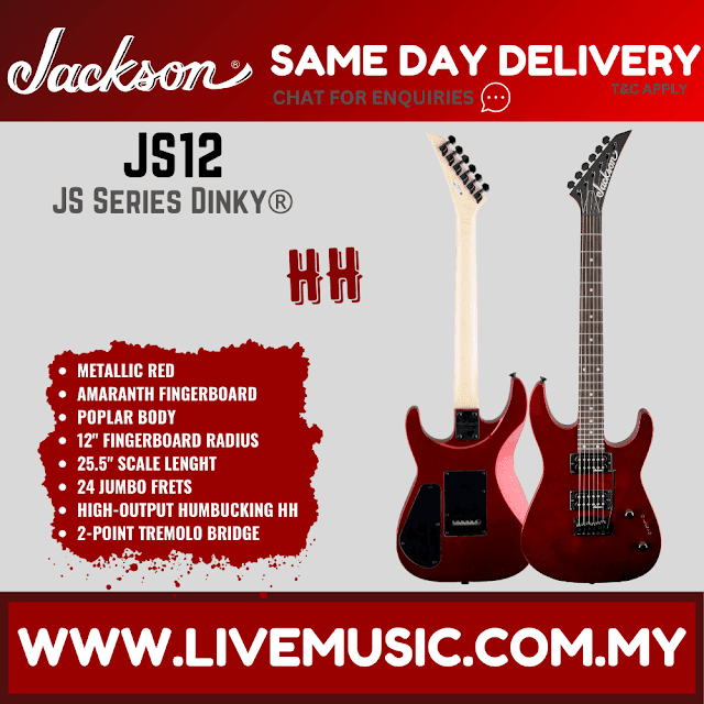 Jackson JS-12 Dinky Electric Guitar, Amaranth Fretboard - Metallic Red (JS12/JS 12)