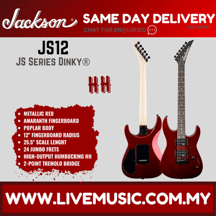 Jackson JS-12 Dinky Electric Guitar, Amaranth Fretboard - Metallic Red (JS12/JS 12)