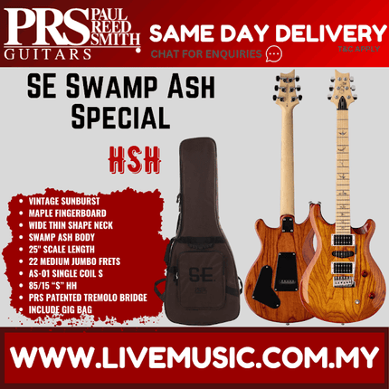 PRS SE Swamp Ash Special Electric Guitar w/Bag,  Vintage Sunburst