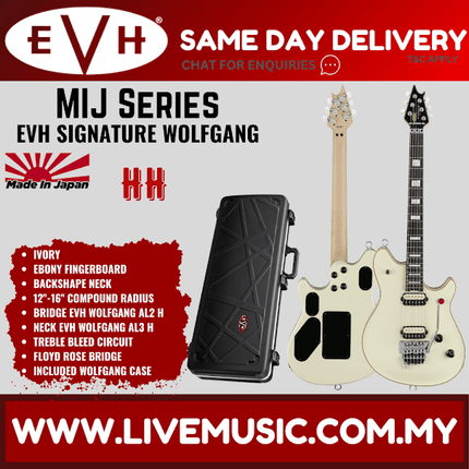 EVH Wolfgang MIJ Series Signature Electric Guitar, Ebony FB, Ivory