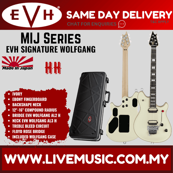EVH Wolfgang MIJ Series Signature Electric Guitar, Ebony FB, Ivory