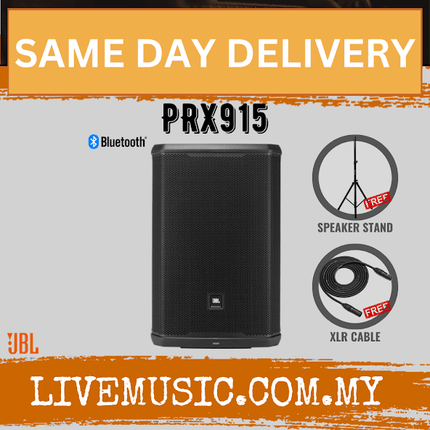 JBL PRX915 15-inch Powered Loudspeaker With Speaker Stand And Cable - Each / Pair ( PRX-915 / PRX 915 )