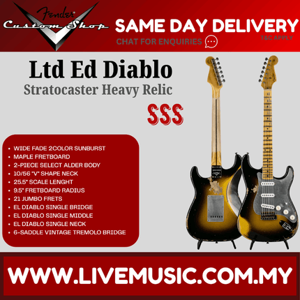 Fender Custom Shop Ltd Ed Diablo Stratocaster Heavy Relic Electric Guitar, Wide Fade 2Color Sunburst