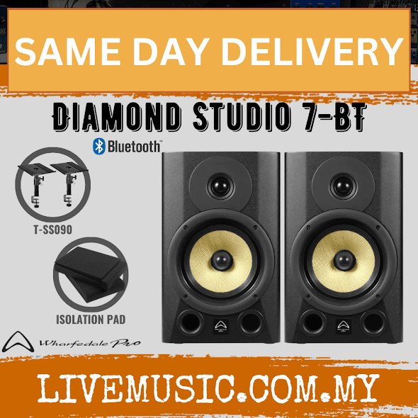 WHARFEDALE PRO Diamond Studio 7" Active Studio Monitor Bluetooth with Speaker Stand-Pair (DIAMOND STUDIO-7BT)