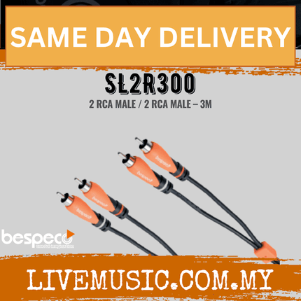 Bespeco SL2R300 Silos Series Dual RCA to Dual RCA Stereo Interconnect Cable 3M ( SL2R300)