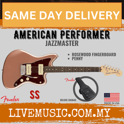 Fender American Performer Jazzmaster Electric Guitar, Rosewood Fretboard with Bag - Penny