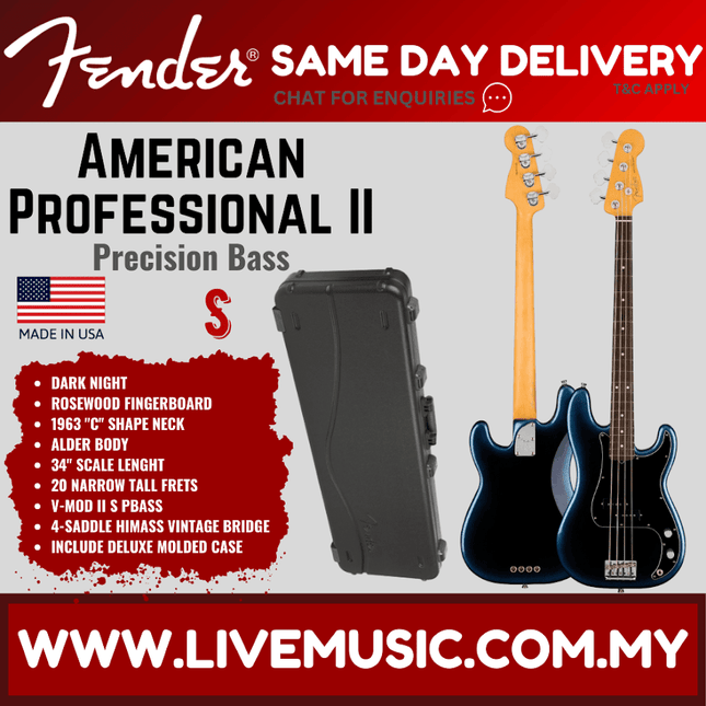 Dark Night electric precision bass guitar with fitted black molded case