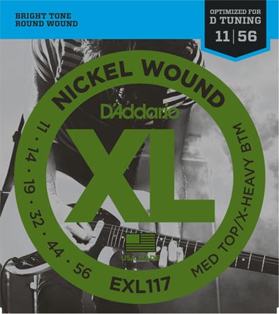 D'Addario EXL117 - Nickel Wound Electric Strings, Medium Top/Extra-Heavy Bottom (11-56)(DAddario/EXL117)