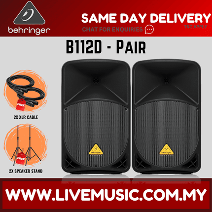 Behringer Eurolive B112D 1000-Watt 12" Powered Speaker w/Wireless Mic, Speaker Stand & Cable - Each/Pair (B-112D B 112D)
