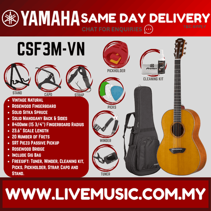 Yamaha CSF3M Compact Folk 6-string Acoustic-Electric Guitar with Pickup ( CSF-3M  CSF 3M )