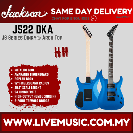 Jackson JS-22 - JS Series Dinky Arch Top Electric Guitar Amaranth Fretboard - Metallic Blue (JS22 /JS 22)