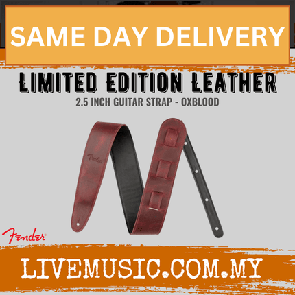 Fender 2.5 inch Limited Edition Leather Guitar Strap, Oxblood