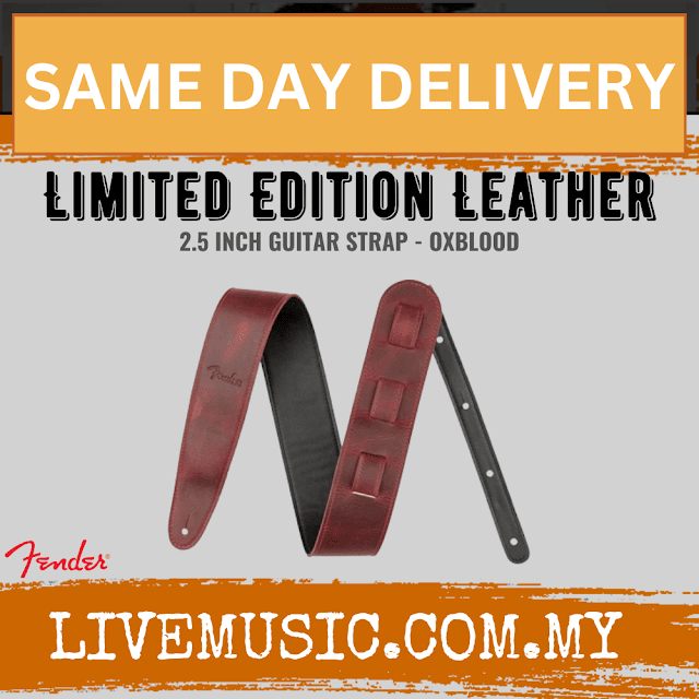 Fender 2.5 inch Limited Edition Leather Guitar Strap, Oxblood