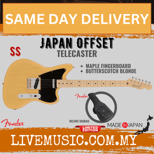 Fender Japan Limited Offset Telecaster Electric Guitar, Maple Fretboard with FREE Gig Bag - Butterscotch Blonde