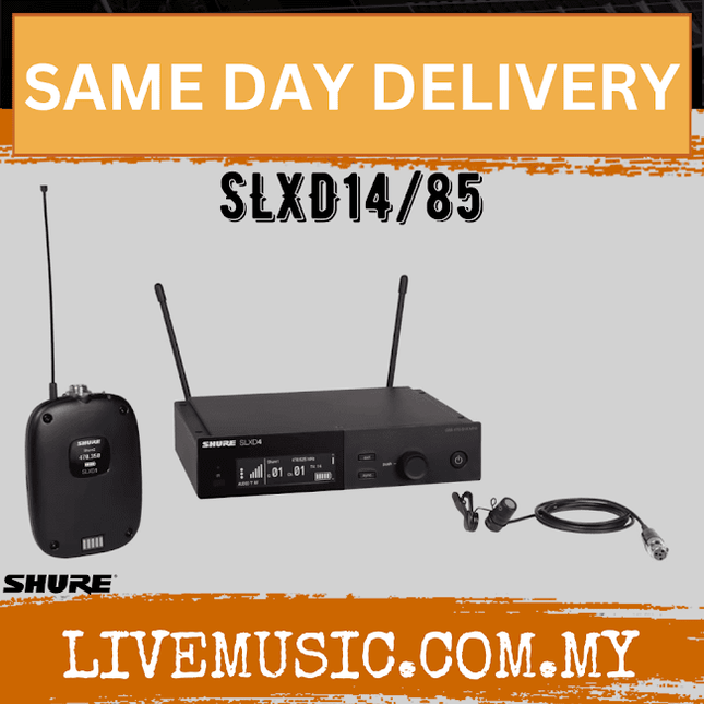 Shure SLXD14/85 Wireless System with SLXD1 Bodypack Transmitter and WL185 Lavalier Microphone ( SLXD SLXD14-85 / SLXD1485 )