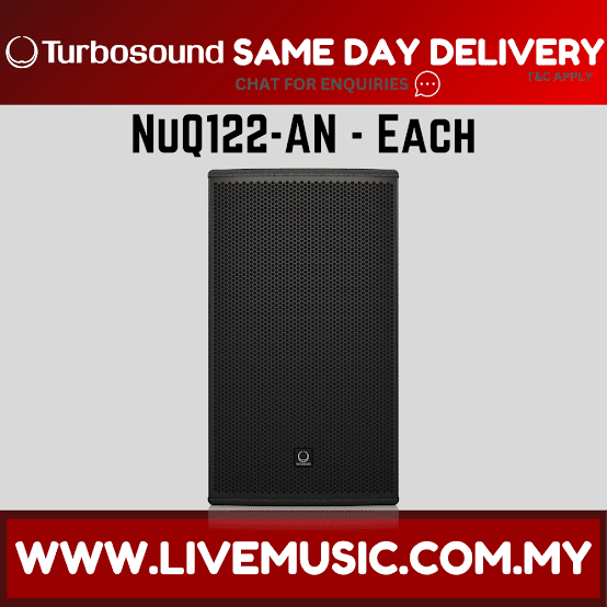 Turbosound NuQ122-AN 2500 Watt 12" Powered Loudspeaker w/Wireless Mic, Speaker Stand And Cable - Each / Pair (NuQ122 AN NuQ122AN)