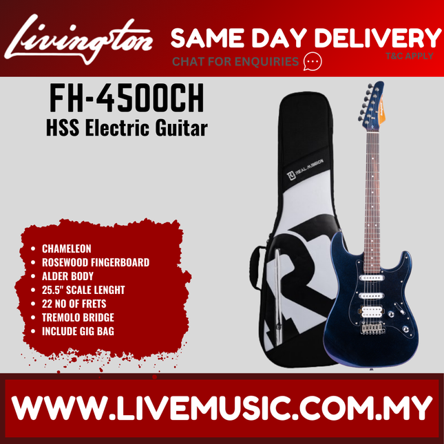 Livingston FH-4500 Stratocaster HSS Electric Guitar, Rosewood Fretboard - ( FH 4500 FH4500 )