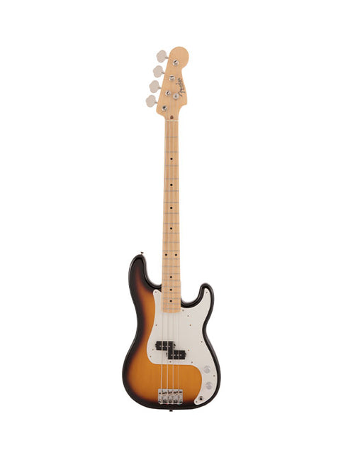 2-tone sunburst Precision bass guitar with maple fretboard and pickguard