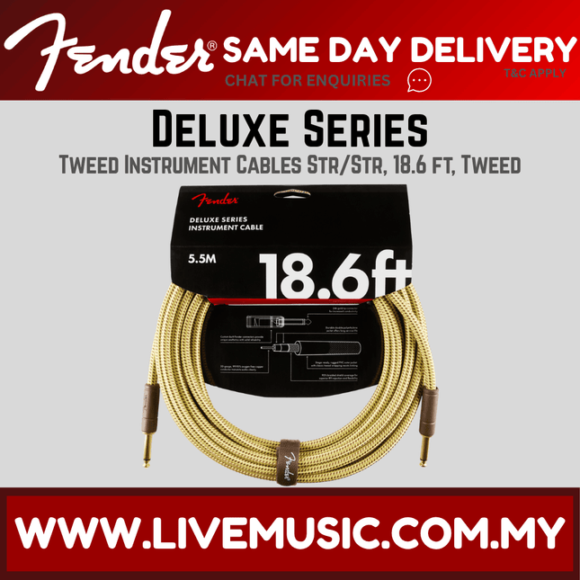 Fender Deluxe Series Instrument Cable, 18.6ft - Tweed