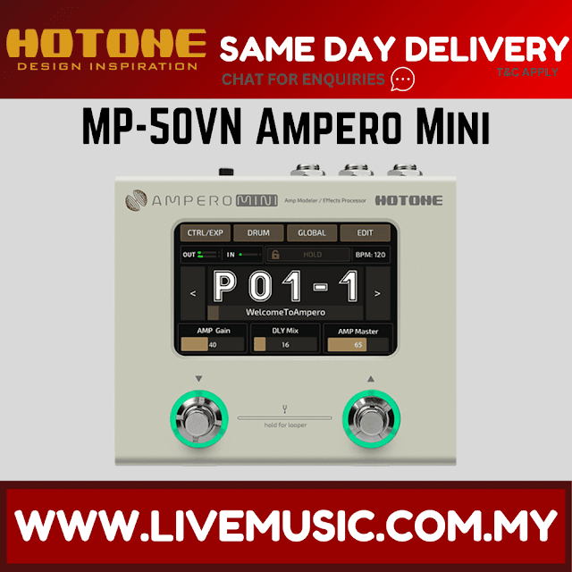Hotone MP-50VN Ampero Mini Guitar Multieffects Pedal w/9V adapter, Vanilla ( MP 50VN / MP50VN )