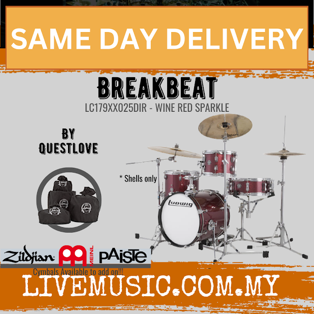 Ludwig LC179XX025DIR Breakbeat By Questlove 4-Piece Drum Kit with Bag - Wine Red Sparkle (LC179XX025 DIR)