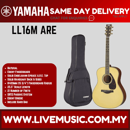 Yamaha LL16M ARE Original Jumbo Acoustic-Electric Guitar with Hard Bag - Natural ( LL16M-ARE )
