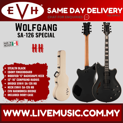 EVH Wolfgang SA126 Special Electric Guitar, Ebony FB, Stealth Black