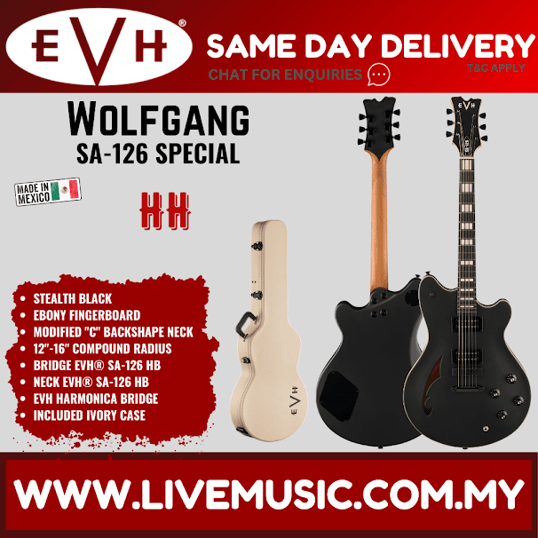 EVH Wolfgang SA126 Special Electric Guitar, Ebony FB, Stealth Black