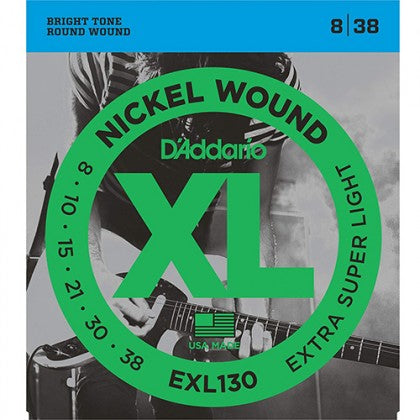 D'Addario EXL130 - Nickel Wound Electric Strings, Extra-Super Light (8-38)(DAddario)