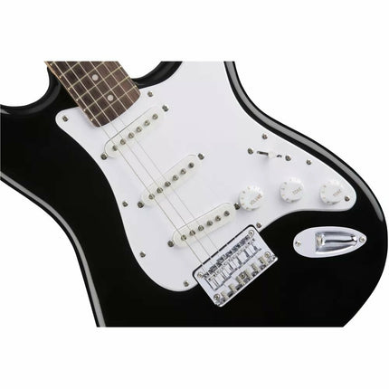 Squier MM Stratocaster Hard Tail Electric Guitar, Laurel FB, Black