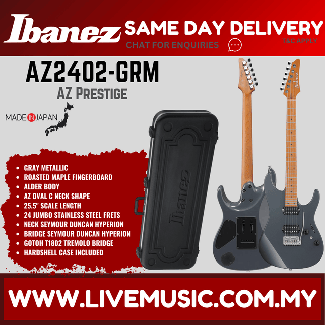 Ibanez Prestige AZ2402 Solidbody Electric Guitar MADE IN JAPAN - Gray Metallic ( AZ2402-GRM / AZ2402 GRM / AZ2402GRM )