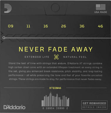 D'Addario XTE0946 - XT Electric Nickel Plated Steel Strings, Super Light Top/Regular Bottom (9-46)(Daddario)