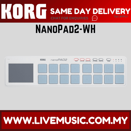 Korg nanoPAD2 Midi USB Controller, White (Nano Pad 2/NanoPad 2/NanoPAD-2)