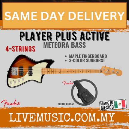 Fender Player Plus Active Meteora Bass Guitar, 3-Color Sunburst