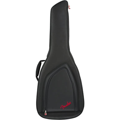 Black classical guitar gig bag with red Fender logo on front panel