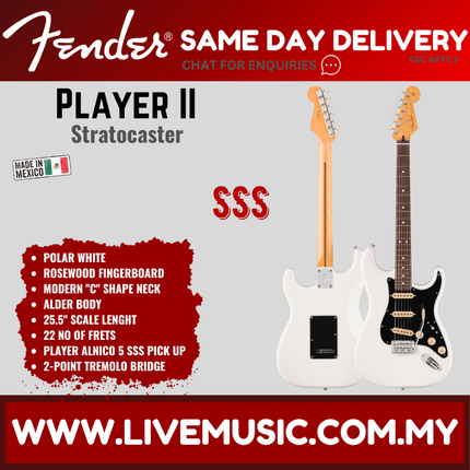 Fender Player II Stratocaster Electric Guitar, RW FB, 3 Tone Sunburst / Birch Green / Coral Red / Polar White