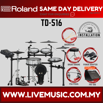 Roland TD-516 Electronic Digital Drum Set w/Double Pedal And Accessories ( TD516 TD 516 ) Replace TD-27KV2 TD27KV2