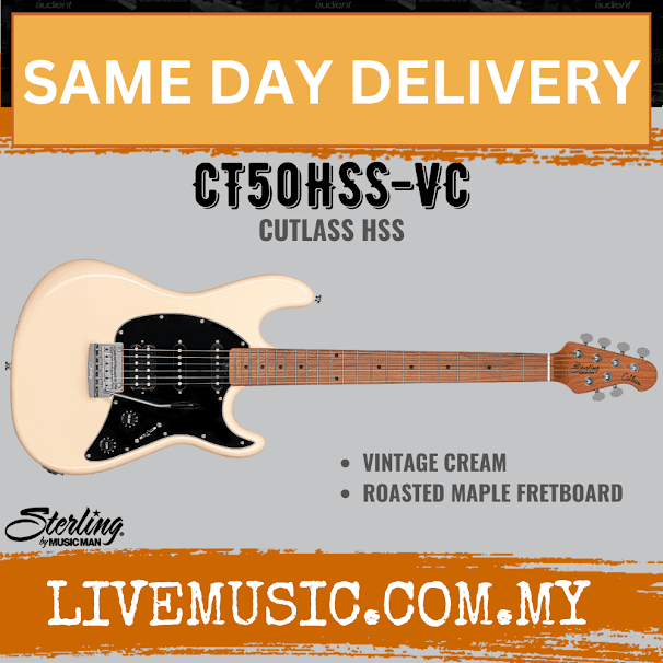 Sterling Cutlass CT50HSS Electric Guitar, Roasted Maple Fretboard (CT50-HSS/CT 50HSS)
