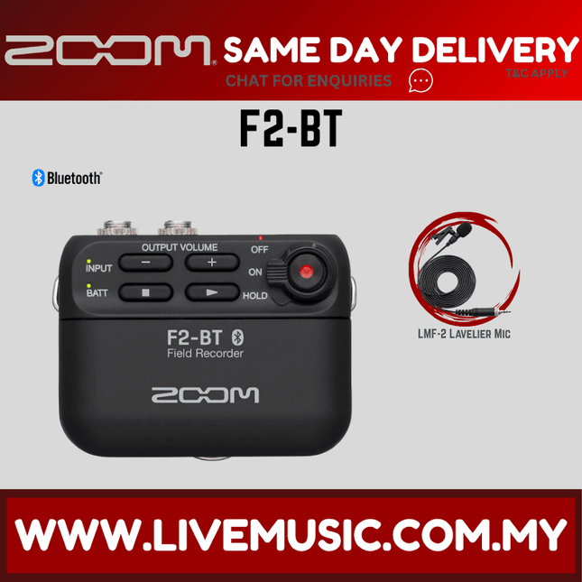 Black Zoom field recorder with front buttons and red status light