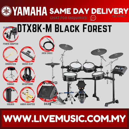Yamaha DTX8K-M Electronic Drum Set With Laney AH40 And Drum Throne - Black Forest ( DTX8 / DTX8K / DTX8KM )