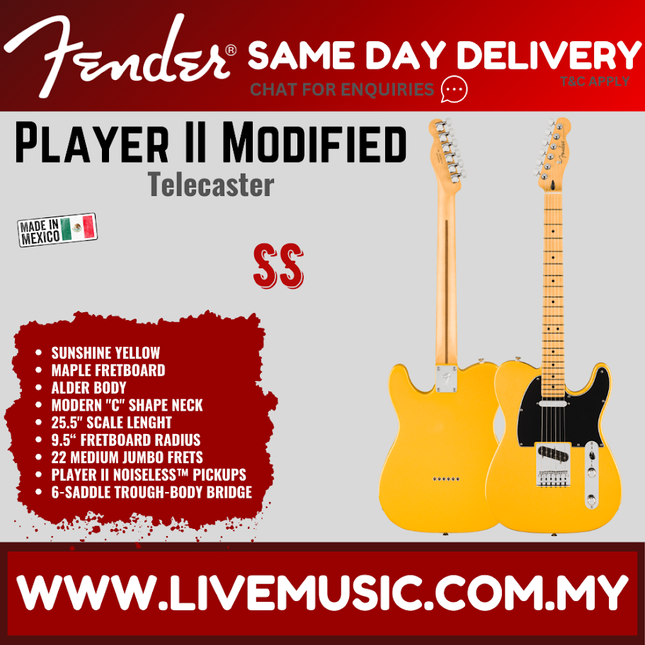 Fender Player II Modified Telecaster Electric Guitar, Maple FB, Sunshine Yellow